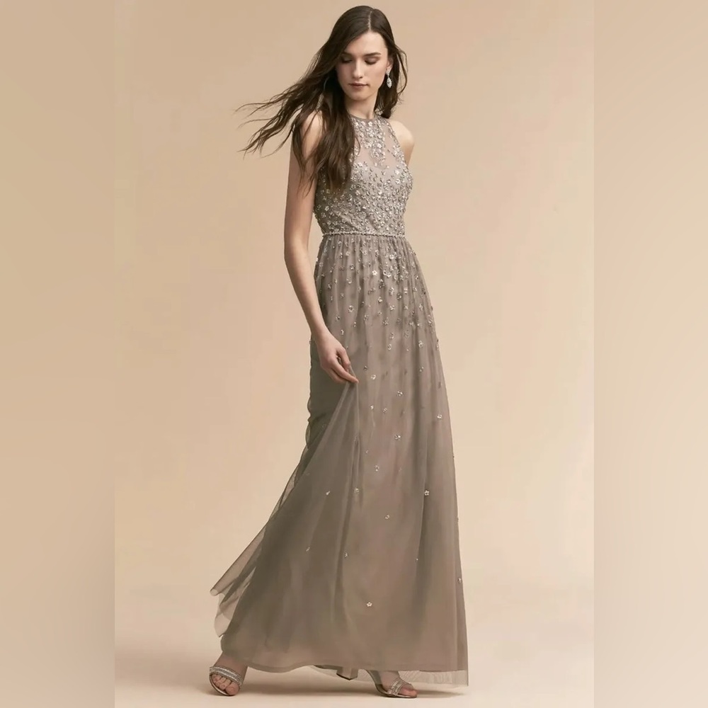 BHLDN Ginny Dress - Grey Sequin Gown